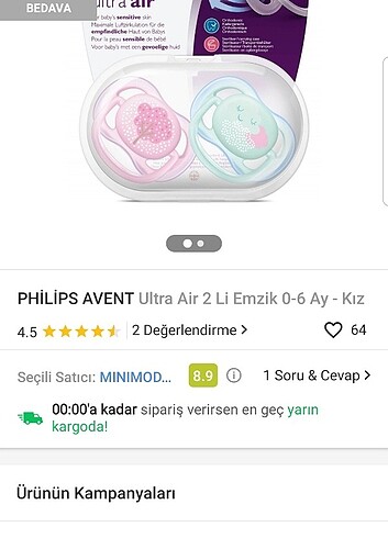 Beden Philips Avent 2li emzik