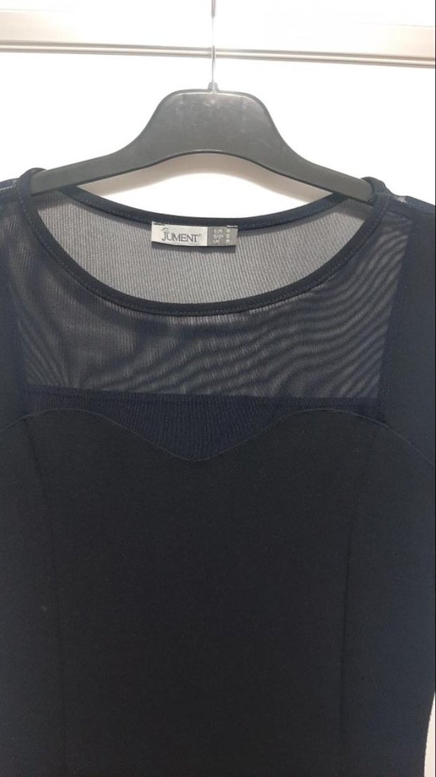 Kolsuz Siyah Mini Ofis Elbisesi - Görsel 2