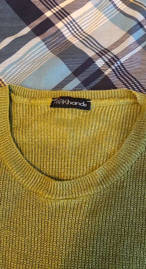 Yeşil simli Örgü Kadın Uzun Kollu Kazak - Görsel 2