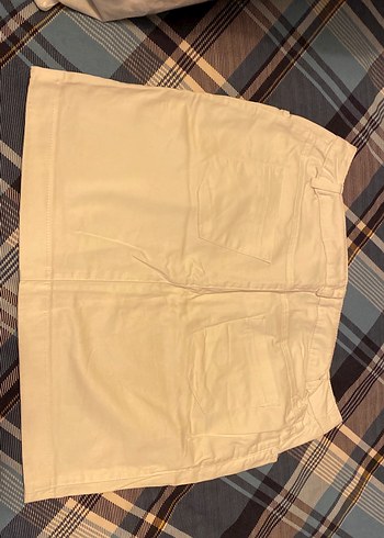 Düğmeli Beyaz Midi Mini Etek - Görsel 3