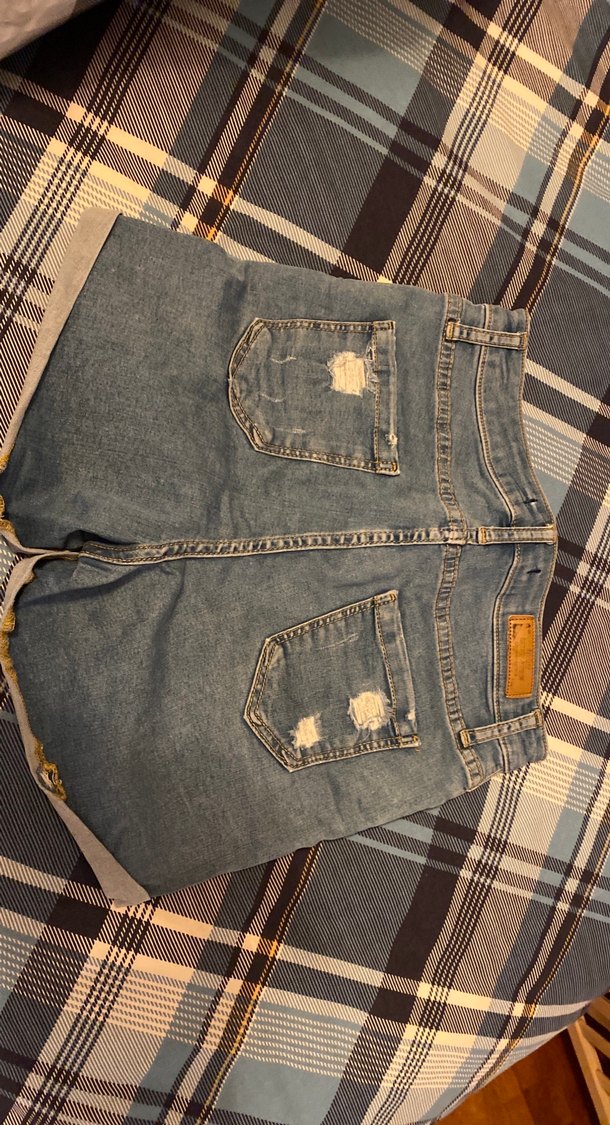 Kadın Gri Kot Mini Şort - Görsel 3