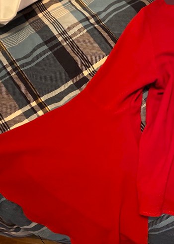 Kırmızı V Yakalı Uzun Kollu Bluz - Görsel 2