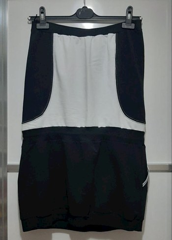 Siyah-Beyaz Mini Kumaş Tulum - Görsel 2