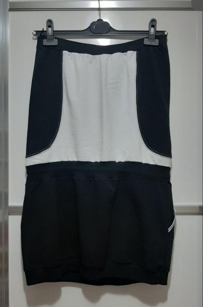 Siyah-Beyaz Mini Kumaş Tulum - Görsel 2