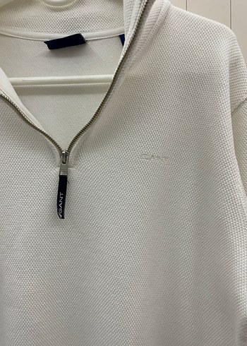 Gant Beyaz Fermuarlı Yarım Yaka Sweatshirt - Görsel 5