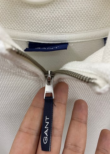 Gant Beyaz Fermuarlı Yarım Yaka Sweatshirt - Görsel 2