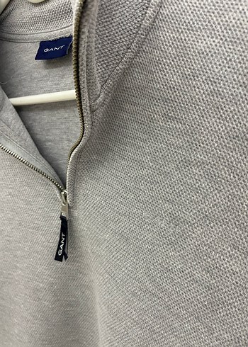 GANT Gri Yarım Fermuarlı Yak Erkek Sweatshirt - Görsel 2
