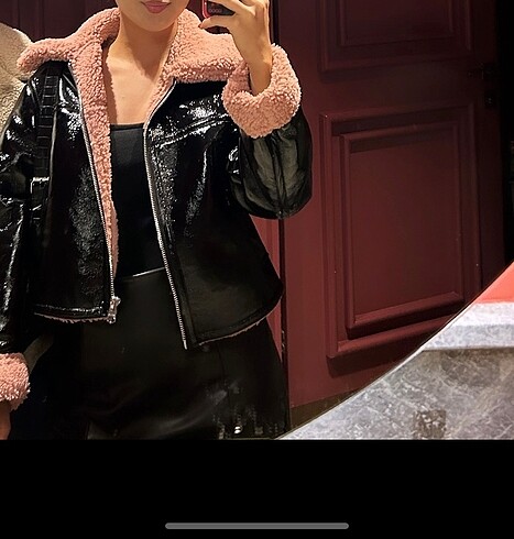 Bershka suni yünlü vinil ceket - Görsel 2