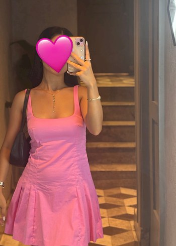 pembe kısa elbise zara - Görsel 2