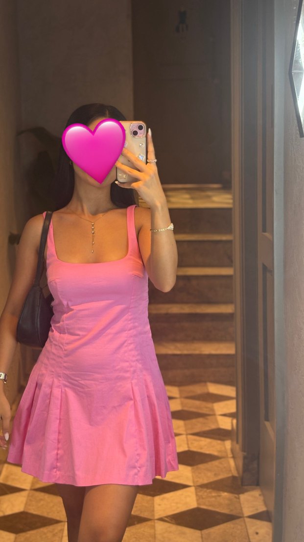 pembe kısa elbise zara - Görsel 2