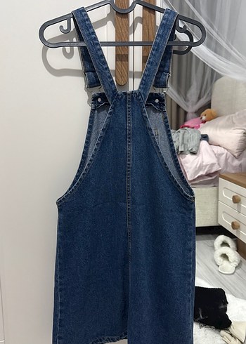 Kadın Lacivert Denim Kısa Tulum - Görsel 3