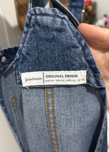 Kadın Lacivert Denim Kısa Tulum - Görsel 4
