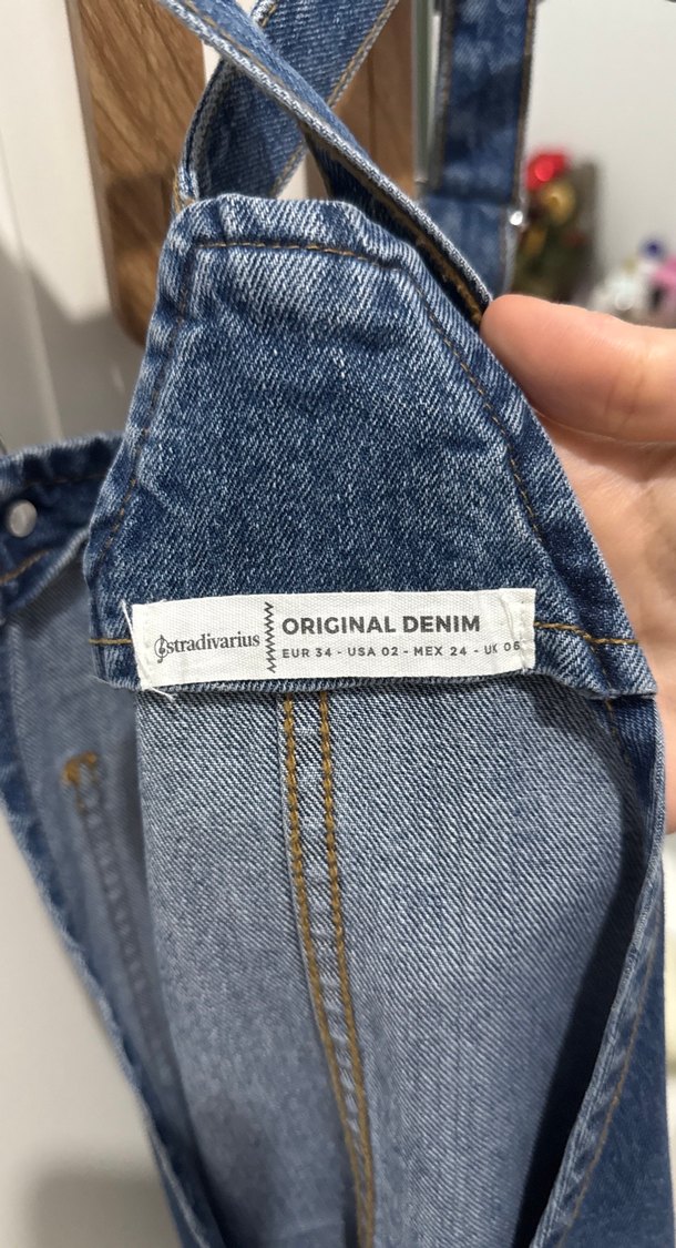 Kadın Lacivert Denim Kısa Tulum - Görsel 4