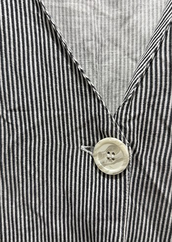 Gri Çizgili Kısa Mango Tulum - Görsel 5