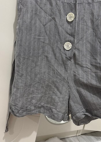 Gri Çizgili Kısa Mango Tulum - Görsel 7