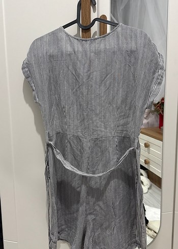 Gri Çizgili Kısa Mango Tulum - Görsel 3