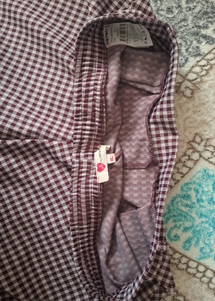 Koton bordo XL paça detaylı pantolon - Görsel 4