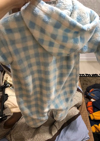 Mavi Bebek Peluş Tulum Kapüşonlu - Görsel 11