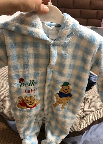 Mavi Bebek Peluş Tulum Kapüşonlu - Görsel 5