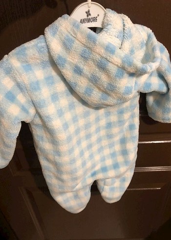 Mavi Bebek Peluş Tulum Kapüşonlu - Görsel 6