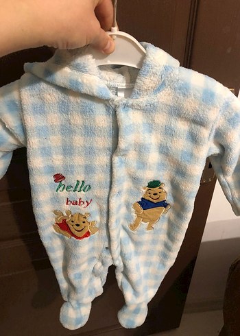 Mavi Bebek Peluş Tulum Kapüşonlu - Görsel 2