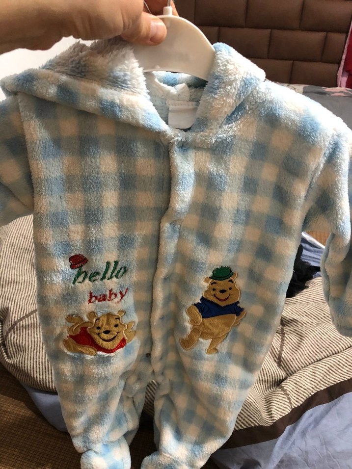 Mavi Bebek Peluş Tulum Kapüşonlu - Görsel 5