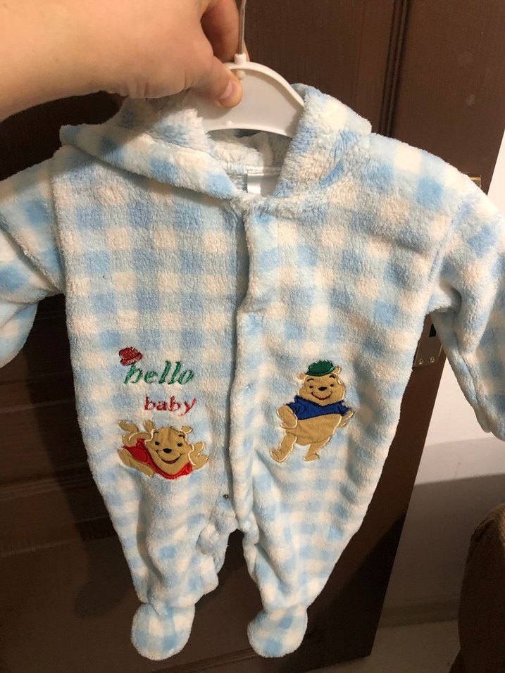 Mavi Bebek Peluş Tulum Kapüşonlu - Görsel 2