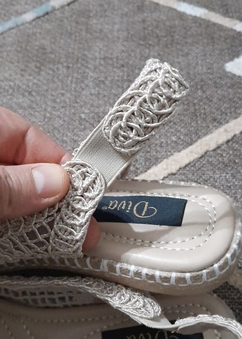 Kadın Beyaz Nakışlı Örgü Espadril Dolgu Topuk - Görsel 10