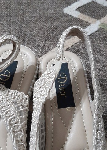 Kadın Beyaz Nakışlı Örgü Espadril Dolgu Topuk - Görsel 9