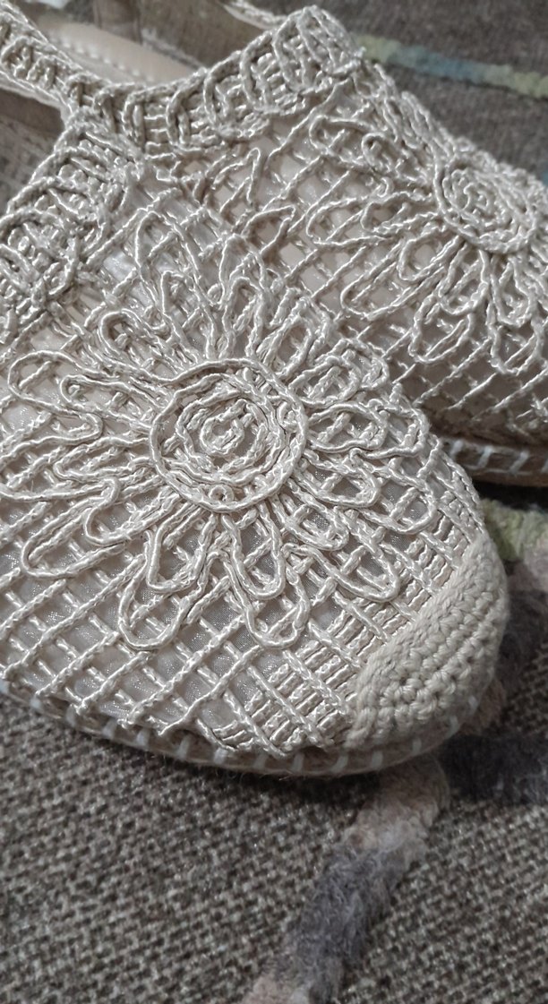 Kadın Beyaz Nakışlı Örgü Espadril Dolgu Topuk - Görsel 5