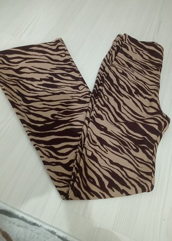 Kahverengi Zebra Desenli Kadın Pantolon