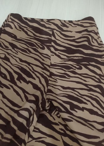 s Beden Kahverengi Zebra Desenli Kadın Pantolon