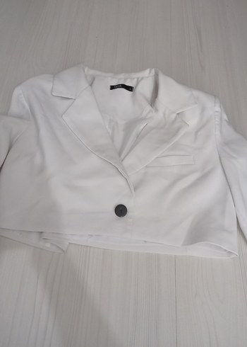 Diğer Düğmeli Beyaz Mini Kadın Blazer