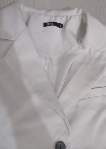 m Beden Düğmeli Beyaz Mini Kadın Blazer