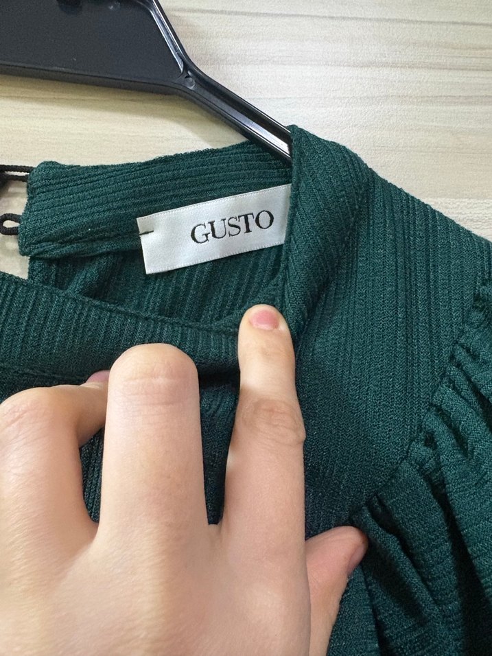 Uzun Fırfırlı Yeşil Bohem elbise tunik - Görsel 2