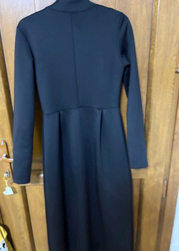 Uzun Siyah scuba Kadın Elbise - Görsel 5