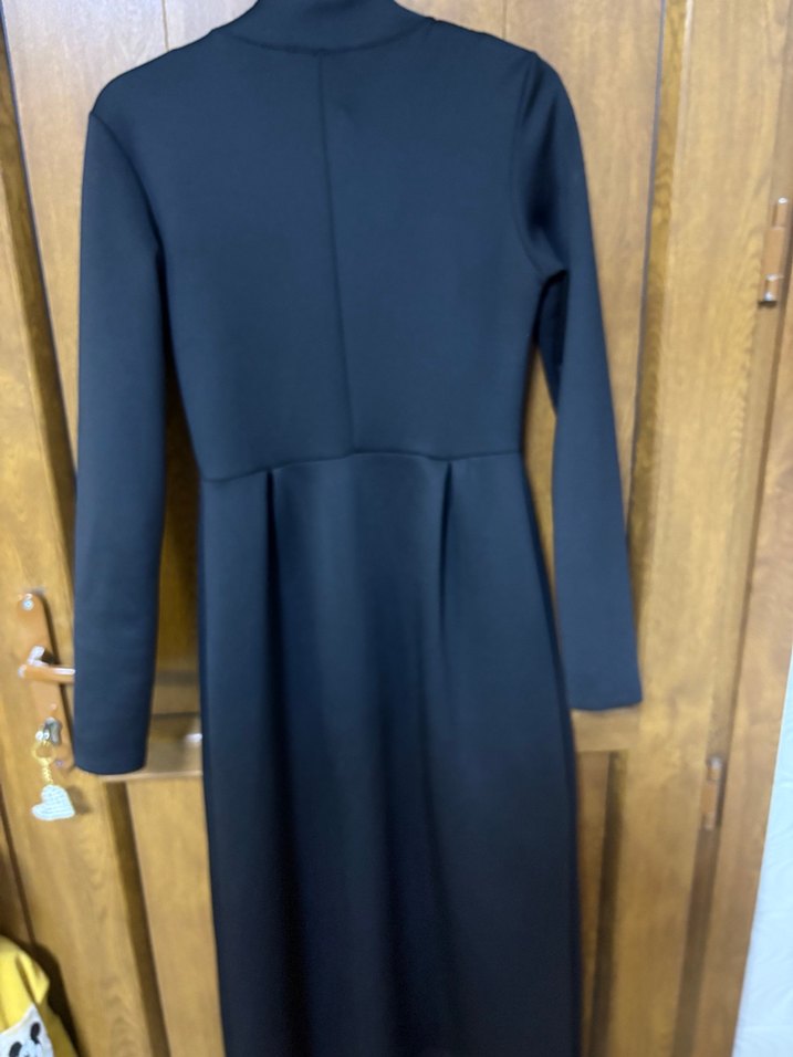 Uzun Siyah scuba Kadın Elbise - Görsel 5