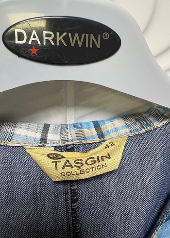 Mavi Uzun Denim görünümlü Düğmeli pardesü - Görsel 3