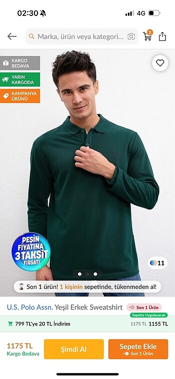 Us polo erkek sweatshirt