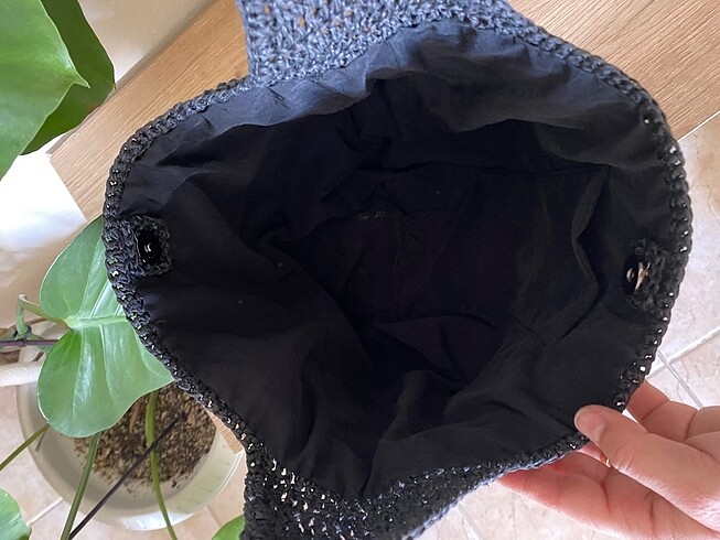 Beden siyah Renk Mango model hasır çanta