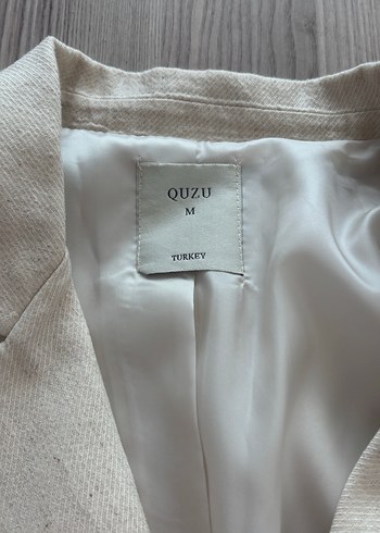 m Beden Bej Keten Kadın Blazer Ceket