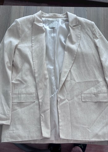 Quzu Bej Keten Kadın Blazer Ceket