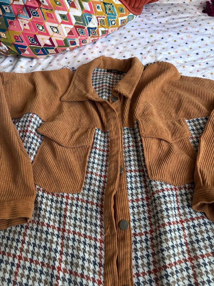 Bohem Tarz Uzun Kollu Düğmeli Kahverengi Gömlek - Görsel 2