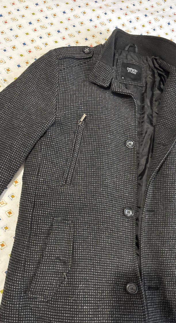 Düğmeli Gri Erkek Midi Kaban - Görsel 4