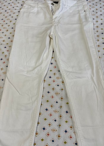 Beyaz Slim Fit Midi Kot Pantolon - Görsel 2