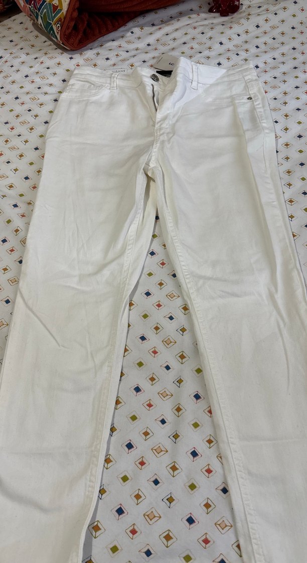 Beyaz Slim Fit Midi Kot Pantolon - Görsel 2