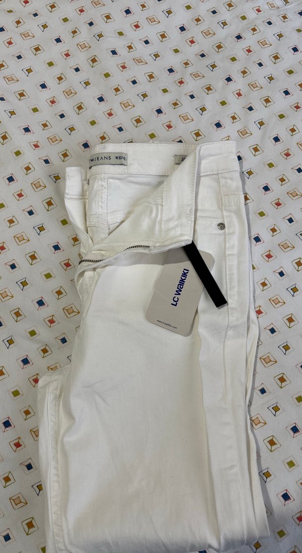 Beyaz Slim Fit Midi Kot Pantolon - Görsel 3