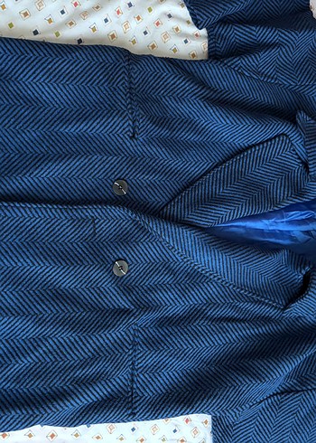 Lacivert Düğmeli Midi Hamile Kaban - Görsel 2