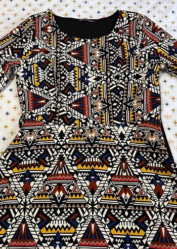 Boncuk Detaylı Bohem Desenli Hamile Tuniği - Görsel 3