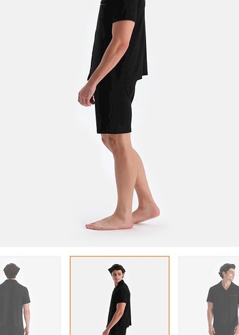 Erkek Siyah Kısa Kollu Mini Pijama Takımı - Görsel 2